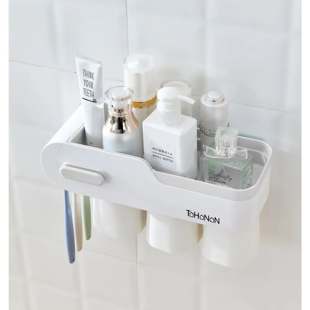 Wall Mount Toothbrush Holder , Large Capacity‎ Bathroom Organizer, Easy Install